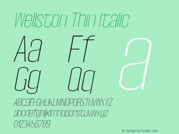 Wellston Thin Italic 0.1.0 Font Sample