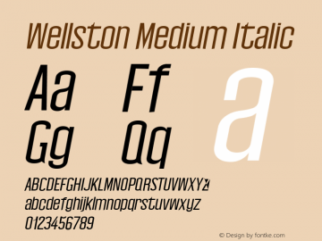 Wellston Medium Italic 0.1.0 Font Sample