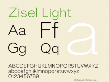 Zisel Light Version 1.0 Font Sample