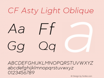 CF Asty Light Oblique Version 1.000 Font Sample