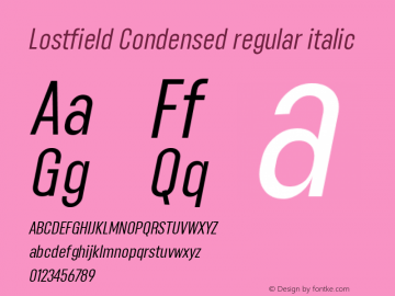 Lostfield Condensed regular italic  Font Sample