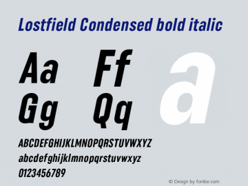 Lostfield Condensed bold italic  Font Sample