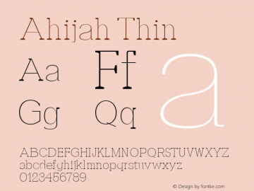 Ahijah Thin Version 1.0 Font Sample