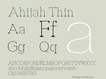 Ahijah-Thin Version 1.0 Font Sample