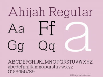 Ahijah Regular Version 1.0 Font Sample