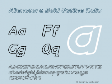 Allenatore Bold Outline Italic Version 1.00;December 31, 2018;FontCreator 11.5.0.2427 64-bit图片样张