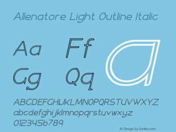 Allenatore Light Outline Italic Version 1.00;December 31, 2018;FontCreator 11.5.0.2427 64-bit图片样张