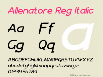 Allenatore Reg Italic Version 1.00;December 30, 2018;FontCreator 11.5.0.2427 64-bit Font Sample