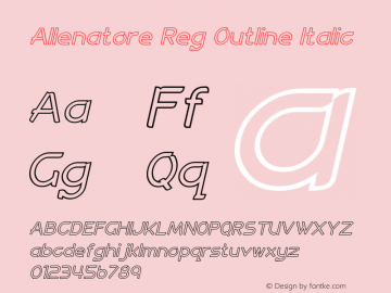 Allenatore Reg Outline Italic Version 1.00;December 31, 2018;FontCreator 11.5.0.2427 64-bit Font Sample