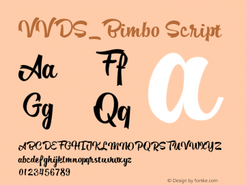 VVDS_Bimbo Script Version 1.000 Font Sample