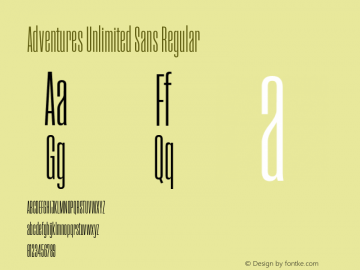 AdventuresUnlimited-SansRegular Version 1.000;PS 001.000;hotconv 1.0.88;makeotf.lib2.5.64775 Font Sample