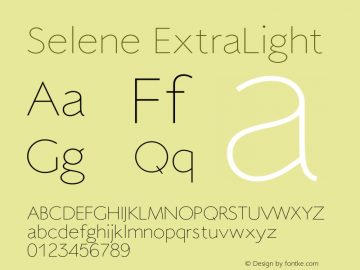 Selene-ExtraLight 1.650 Font Sample