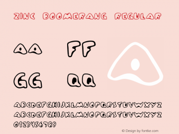 Zinc Boomerang Regular Frog: 3.9.99 1.0 Font Sample