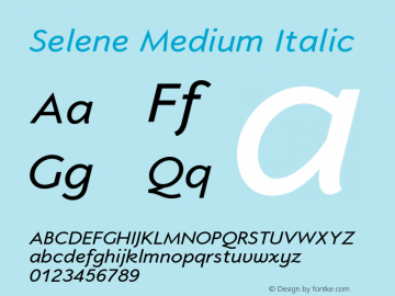 Selene-MediumItalic 1.650 Font Sample