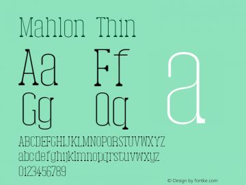Mahlon Thin Version 1.0 Font Sample