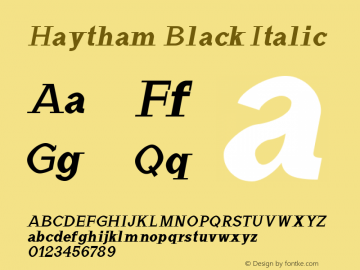 Haytham Black Italic Version 1.0 Font Sample