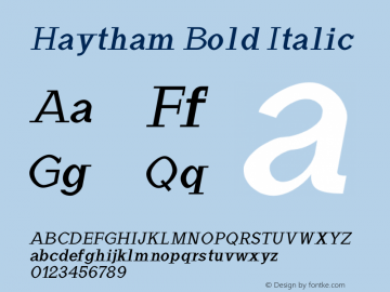 Haytham Bold Italic Version 1.0 Font Sample