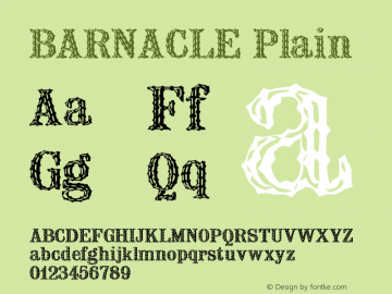BARNACLE Plain Unknown Font Sample