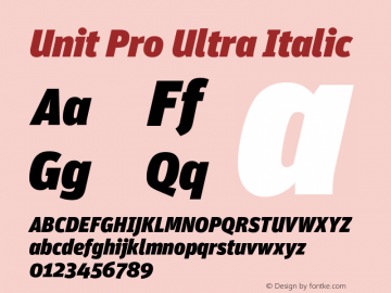 UnitPro-UltraIta Version 7.504; 2011; Build 1020 Font Sample