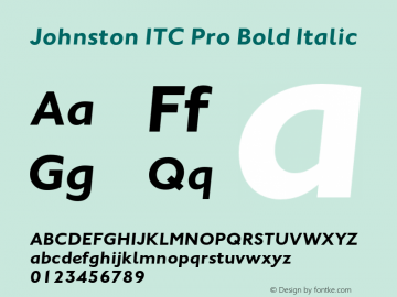 JohnstonITCPro-BoldItalic Version 1.00 Font Sample