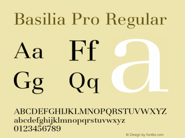 BasiliaPro-Regular Version 1.00 Font Sample