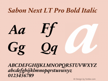 SabonNextLTPro-BoldItalic Version 1.20 Font Sample