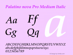 PalatinoNovaPro-MediumIt Version 1.000;PS 001.000;hotconv 1.0.38 Font Sample
