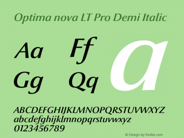 OptimaNovaLTPro-DemiItalic Version 1.200;PS 001.002;hotconv 1.0.38 Font Sample