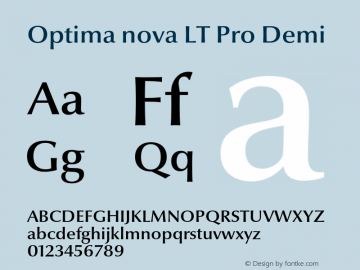 OptimaNovaLTPro-Demi Version 1.200;PS 001.002;hotconv 1.0.38 Font Sample