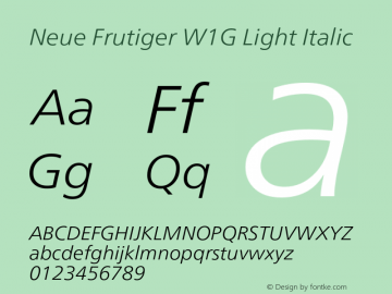 NeueFrutigerW1G-LightItalic Version 2.000;com.myfonts.easy.linotype.neue-frutiger.w1g-light-italic.wfkit2.version.49gS图片样张
