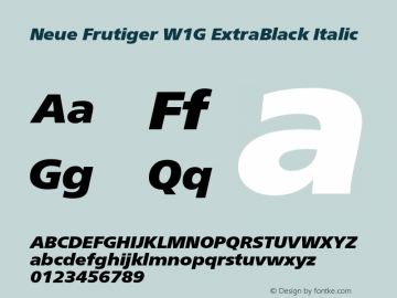 NeueFrutigerW1G-ExtBlkIta Version 2.000;com.myfonts.easy.linotype.neue-frutiger.w1g-extrablack-italic.wfkit2.version.49gP Font Sample