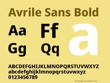 Avrile Sans Bold Version 2.001; ttfautohint (v1.8.2)图片样张