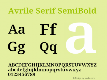 Avrile Serif SemiBold Version 2.001 Font Sample