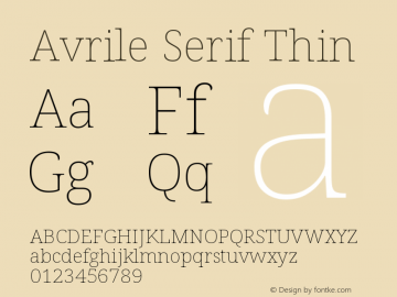 Avrile Serif Thin Version 2.001 Font Sample