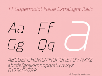 TTSupermolotNeue-ExtLtIta Version 1.000;YWFTv17图片样张