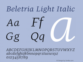 Beletria-LightItalic Version 001.001图片样张