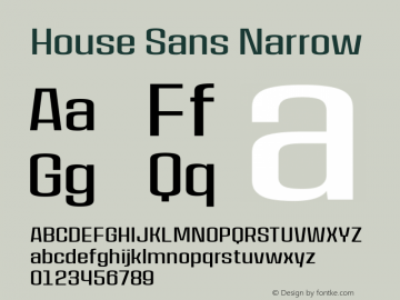 House Sans Narrow Version 1.000;PS 001.000;hotconv 1.0.88;makeotf.lib2.5.64775;YWFTv17图片样张