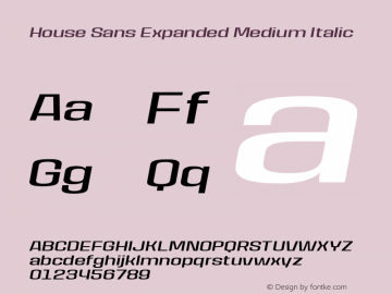 House Sans Exp Med Ita Version 1.000;PS 001.000;hotconv 1.0.88;makeotf.lib2.5.64775;YWFTv17 Font Sample