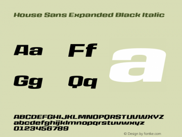 HouseSans-ExpandedBlackItalic Version 1.000;PS 001.000;hotconv 1.0.88;makeotf.lib2.5.64775;YWFTv17图片样张