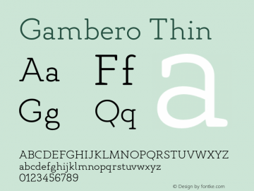 GamberoThin Version 1.000;PS 001.000;hotconv 1.0.88;makeotf.lib2.5.64775;YWFTv17 Font Sample