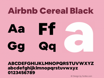 Airbnb Cereal Black Version 1.002 Font Sample