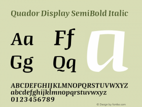 QuadorDisplay-SemiBoldItalic Version 1.000;PS 001.000;hotconv 1.0.88;makeotf.lib2.5.64775;YWFTv17图片样张
