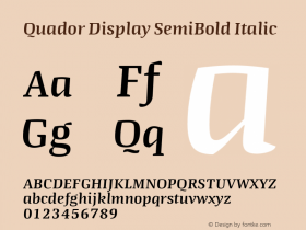 Quador Display SemiBold Italic Version 1.000;PS 001.000;hotconv 1.0.88;makeotf.lib2.5.64775;YWFTv17图片样张