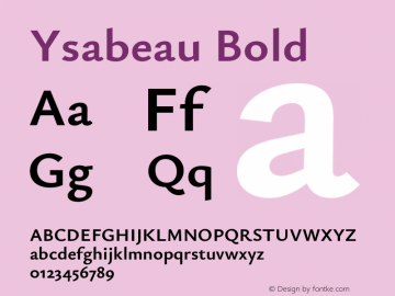 Ysabeau Bold Version 0.003;PS 000.003;hotconv 1.0.88;makeotf.lib2.5.64775图片样张