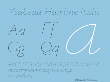Ysabeau Hairline Italic Version 0.003;PS 000.003;hotconv 1.0.88;makeotf.lib2.5.64775图片样张