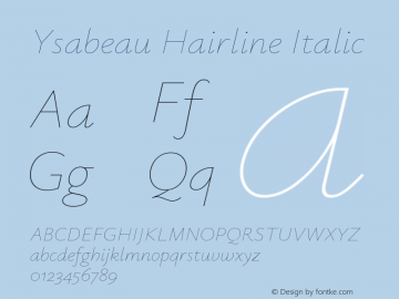 Ysabeau Hairline Italic Version 0.003图片样张