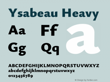 Ysabeau Heavy Version 0.003;PS 000.003;hotconv 1.0.88;makeotf.lib2.5.64775图片样张
