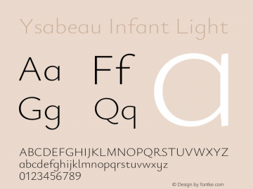 Ysabeau Infant Light Version 0.003;PS 000.003;hotconv 1.0.88;makeotf.lib2.5.64775 Font Sample