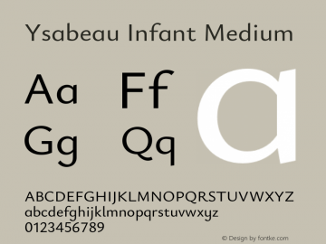 Ysabeau Infant Medium Version 0.003;PS 000.003;hotconv 1.0.88;makeotf.lib2.5.64775 Font Sample