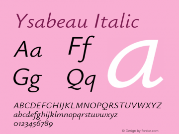 Ysabeau Italic Version 0.003图片样张